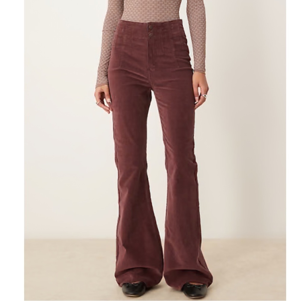 We The Free by Free People Maroon Corduroy Flare Pants Size 31